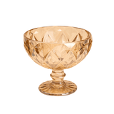 Jogo 6 Taças Coupe Sorvete Sobremesa Champanhe Diamond Vidro Âmbar Metalizado 310ml - Ela Decora