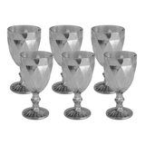 Jogo 6 Taças Para Agua De Vidro Diamond Cinza Metalizado 325ml - Ela Decora