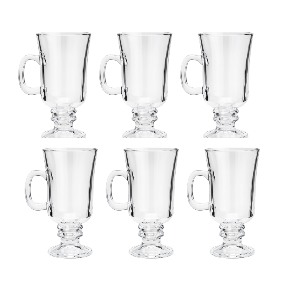 Jogo 6 Taças para Cappuccino de Vidro Sodo - Calcico 114ml - Ela Decora