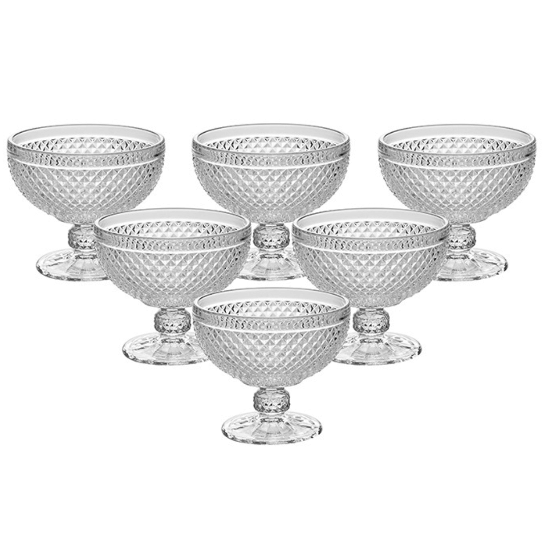 Jogo 6 Taças para Sobremesa Bico de Jaca de Vidro 390ml - Ela Decora