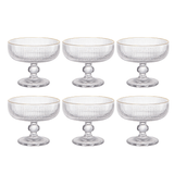 Jogo 6 Taças para Sobremesa Cameratta em Vidro com Borda Dourada 310ml - Ela Decora