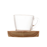 Jogo 6 Xicaras com Pires Coração Madeira Pinus 75ml - Ela Decora