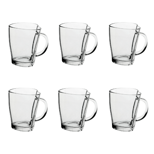 Jogo 6 Xícaras Coração Coffee Time em Vidro 200ml - Ela Decora