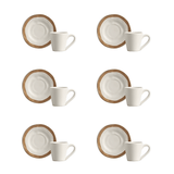 Jogo 6 Xícaras de Café Bege com Filete Amassada - Ela Decora