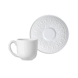 Jogo 6 Xícaras de Café com Pires Agra Branco 112ml - Ela Decora