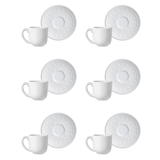 Jogo 6 Xícaras de Café com Pires Agra Branco 112ml - Ela Decora