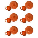 Jogo 6 Xícaras de Café com Pires Agra Cantaloupe Laranja 112ml - Ela Decora