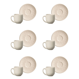 Jogo 6 Xícaras de Café com Pires Agra Cru 112ml - Ela Decora
