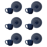 Jogo 6 Xícaras de Café com Pires Agra Deep Blue Azul 112ml - Ela Decora
