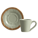 Jogo 6 Xícaras de Café com Pires Amassada Verde com Filete - Ela Decora