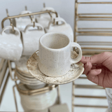 Jogo 6 Xícaras de Café com Pires Aspen Bege - Ela Decora