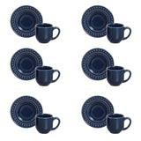Jogo 6 Xícaras de Café com Píres Atenas Deep Blue 72ml - Ela Decora