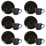 Jogo 6 Xícaras de Café com Píres Bio Black Sand 120ml - Ela Decora