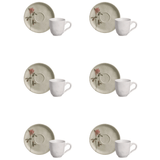 Jogo 6 Xícaras de Café com Pires Bio Campestre 120ml - Ela Decora