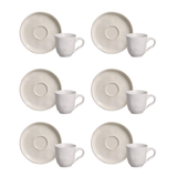 Jogo 6 Xicaras de Café com Píres Bio Clay Branca 120ml - Ela Decora
