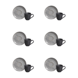 Jogo 6 Xicaras de Café com Pires Bio Dust Cinza 120ml - Ela Decora