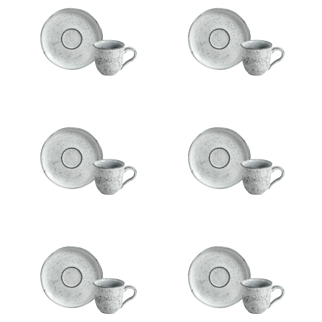 Jogo 6 Xicaras de Café com Pires Bio Echo Branco 120ml - Ela Decora