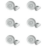 Jogo 6 Xicaras de Café com Pires Bio Echo Branco 120ml - Ela Decora