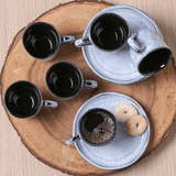 Jogo 6 Xícaras de Café com Pires Bio Echo Descentralizado 70ml - Ela Decora