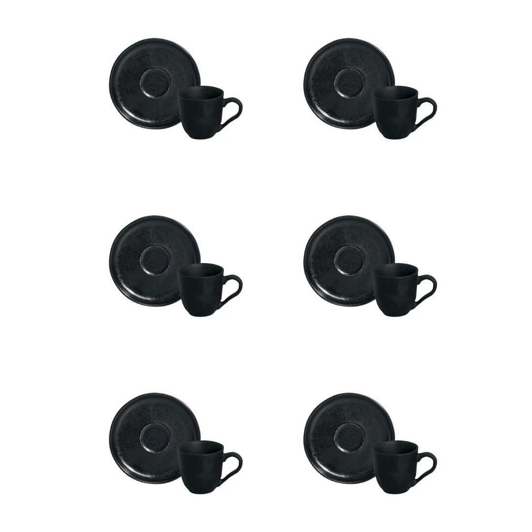 Jogo 6 Xícaras de Café com Pires Bio Eclipse 120ml - Ela Decora