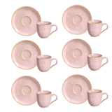 Jogo 6 Xícaras de Café com Pires Bio Litchi Rosa 120ml - Ela Decora