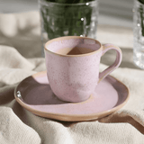 Jogo 6 Xícaras de Café com Pires Bio Litchi Rosa 120ml - Ela Decora