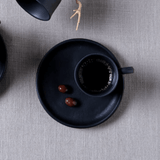 Jogo 6 Xícaras de Café com Pires Bio Preto Matte Descentralizado 70ml - Ela Decora