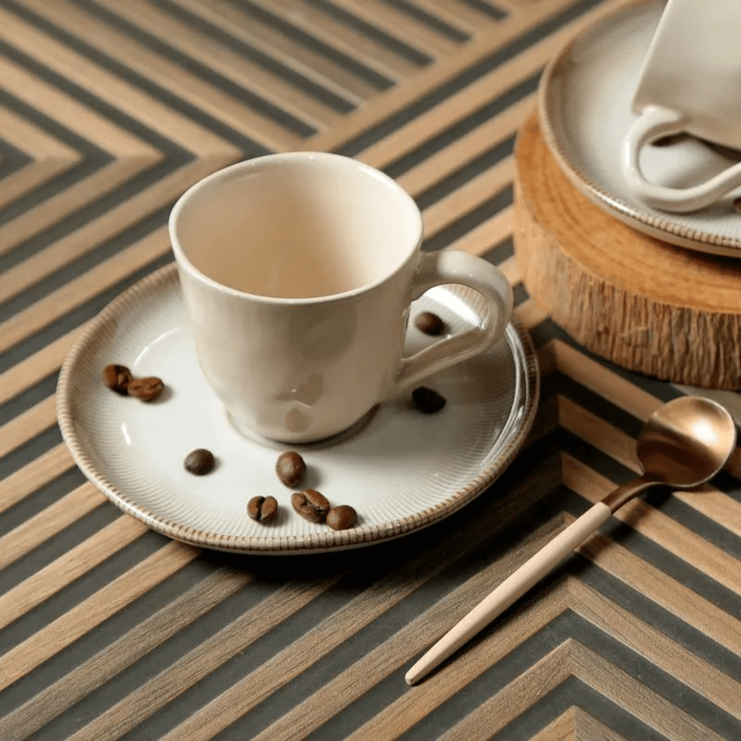 Jogo 6 Xícaras de Café com Pires bio Raio - Ela Decora