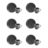 Jogo 6 Xícaras de Café com Pires Bio Titanium Azul Escuro 120ml - Ela Decora