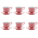 Jogo 6 Xicaras de Café com Pires em Porcelana Fancy Rose 90ml - Ela Decora