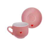 Jogo 6 Xícaras de Café com Pires em Porcelana L'amour Rosa 90ml - Ela Decora