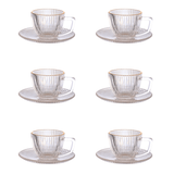 Jogo de Xicaras de Café com borda dourada e vidro canelado