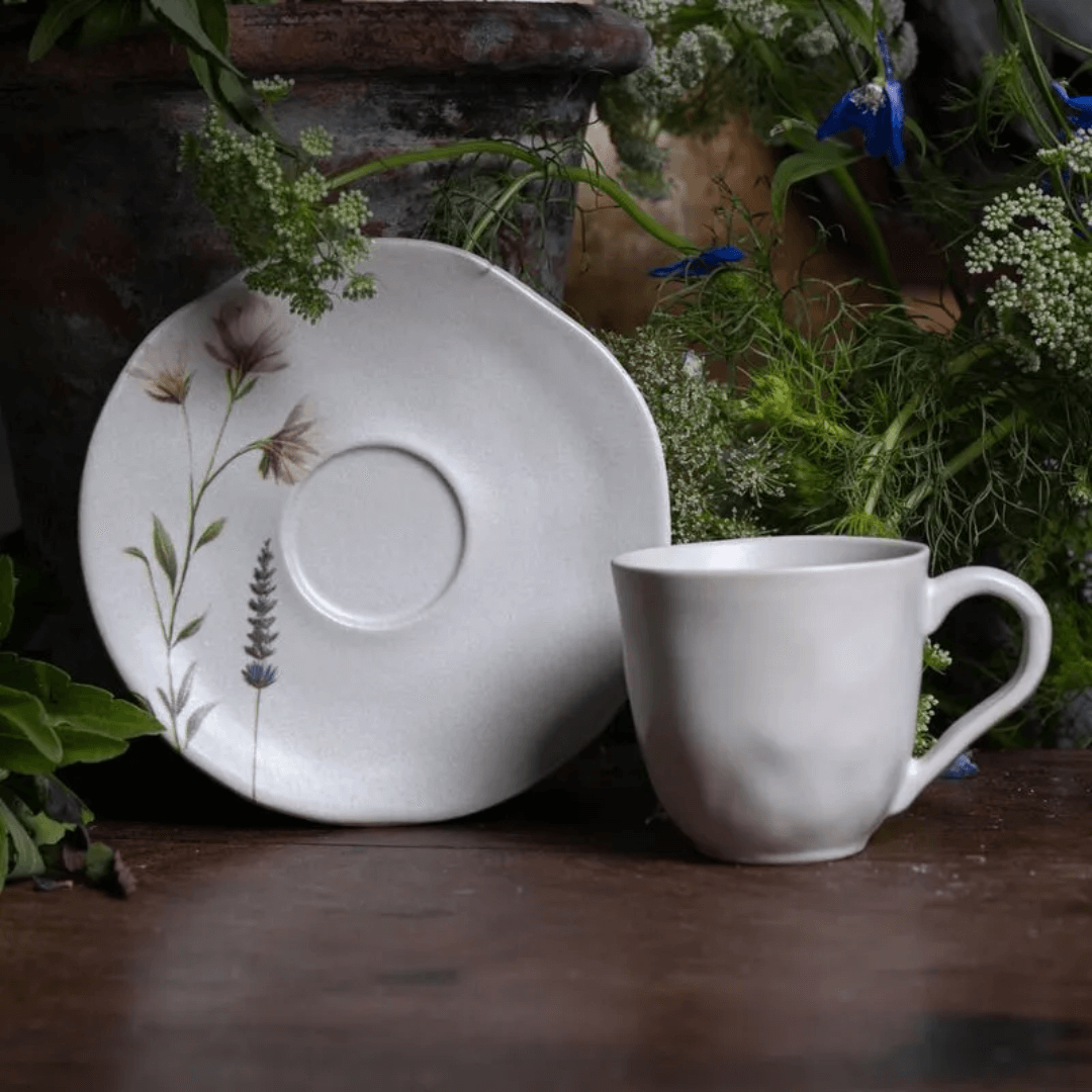 Jogo 6 Xícaras de Café com Pires Lavanda 120ml - Ela Decora