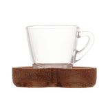 Jogo 6 Xícaras de Café Com Pires Madeira Coração Liptus 75ml - Ela Decora