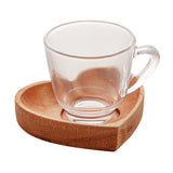 Jogo 6 Xícaras de Café Com Pires Madeira Coração Liptus 75ml - Ela Decora
