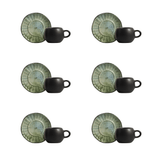 Jogo 6 Xícaras de Café com Pires Oreon Green - Ela Decora