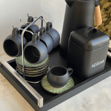 Jogo 6 Xícaras de Café com Pires Oreon Green - Ela Decora