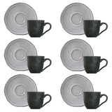 Jogo 6 Xícaras de Café com Píres Orgânico Concreto Cinza 120ml - Ela Decora