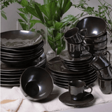 Jogo 6 Xícaras de Café com Píres Orgânico Ferrum Preto 120ml - Ela Decora