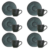 Jogo 6 Xícaras de Café com Píres Orgânico Petroleum Verde 120ml - Ela Decora