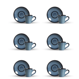 Jogo 6 Xícaras de Café com Pires Planet Azul - Ela Decora