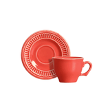 Jogo 6 Xicaras de Café com Pires Poppy Coral 100ml - Ela Decora