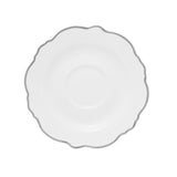 Jogo 6 Xícaras de Café Com Pires Porcelana Branco Com Fio Prateado - 80ml - Ela Decora