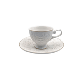 Jogo 6 Xícaras de Café com Pires Scarlet New Bone Branco e Dourado 90ml - Ela Decora