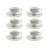 Jogo 6 Xícaras de Café com Pires Scarlet New Bone Branco e Dourado 90ml - Ela Decora