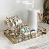 Jogo 6 Xícaras de Café com Pires Strip Branca - Ela Decora