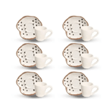 Jogo 6 Xícaras de Café com Pires Strip Branca - Ela Decora