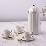Jogo 6 Xicaras de Café em Porcelana Birds Round Plate Colorido 100ml - Ela Decora
