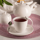 Jogo 6 Xícaras de Café Porcelana com Pires Birds Branca 85ml - Ela Decora