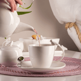 Jogo 6 Xícaras de Café Porcelana com Pires Birds Branca 85ml - Ela Decora